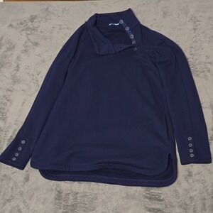 J. McLaughlin Pullover Top Blue XS Buttons‎ Oversized